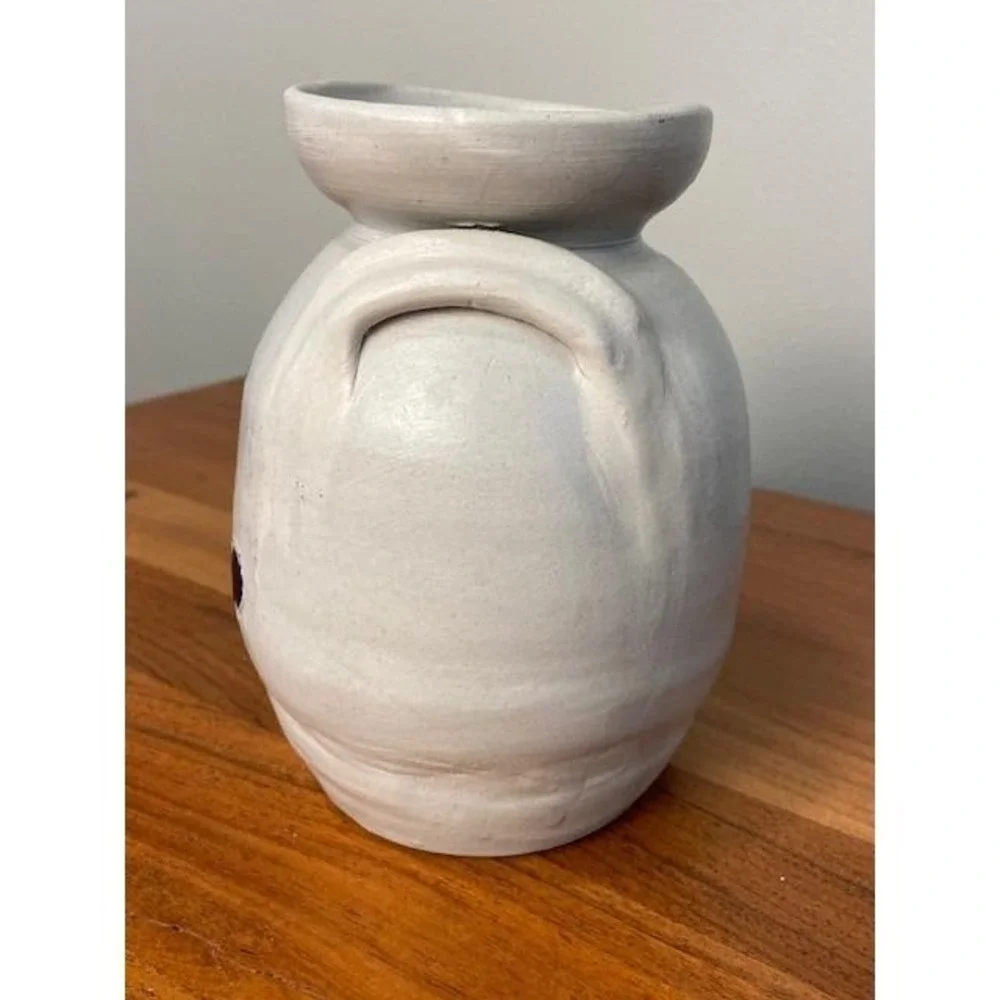 Williamsburg Pottery VA Salt Glazed Stoneware Cobalt Blue Tulip Vase 5.5